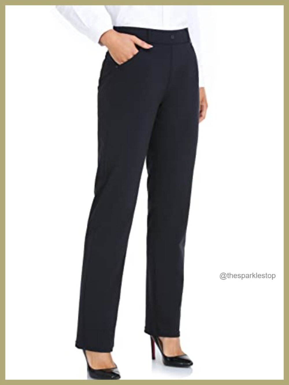 Oalka Straight Leg Dress Pants Stretch Yoga Work Trousers